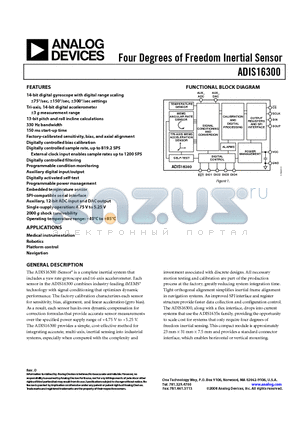 ADIS16300/PCBZ datasheet - Four Degrees of Freedom Inertial Sensor