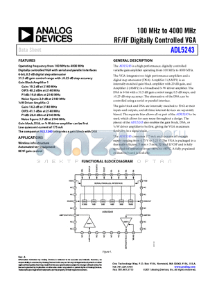 ADL5243-EVALZ datasheet - 100 MHz to 4000 MHz RF/IF Digitally Controlled VGA
