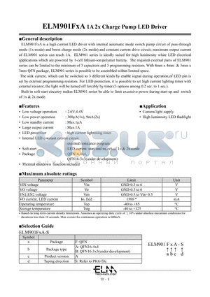 ELM901FAA-S datasheet - 1A 2x Charge Pump LED Driver