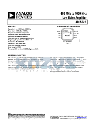ADL5523 datasheet - 400 MHz to 4000 MHz Low Noise Amplifier