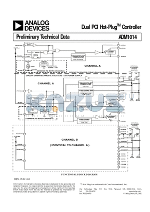 ADM1014 datasheet - Dual PCI Hot-PlugTM Controller