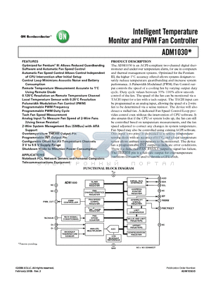 ADM1030 datasheet - Intelligent Temperature Monitor and PWM Fan Controller