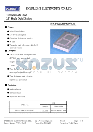 ELS-2326SYGWA/S530-E2 datasheet - 2.3 Single Digit Displays