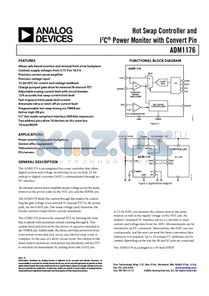 ADM1176 datasheet - Hot Swap Controller and I2C^ Power Monitor with Convert Pin