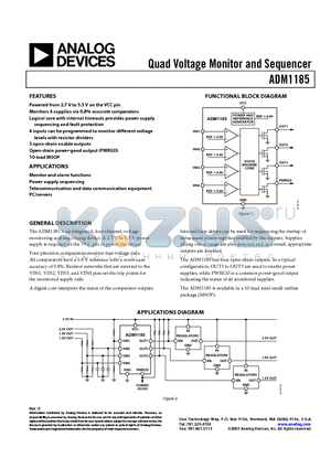ADM1185ARMZ-1 datasheet - Quad Voltage Monitor and Sequencer