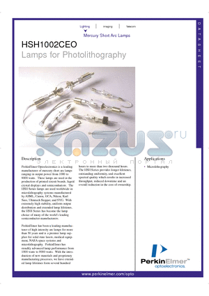 HSH1002CEO datasheet - Lamps for Photolithography