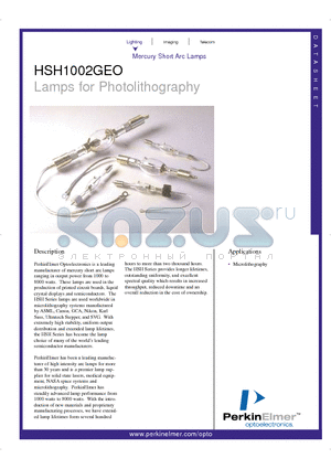 HSH1002GEO datasheet - Lamps for Photolithography