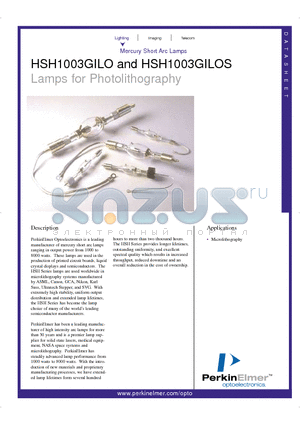 HSH1003GILOS datasheet - Lamps for Photolithography