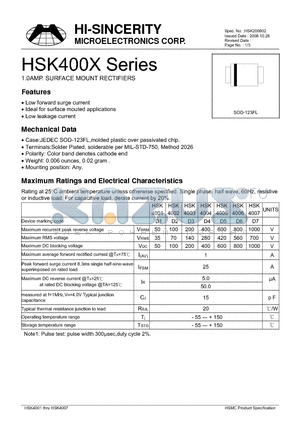 HSK400X datasheet - 1.0AMP. SURFACE MOUNT RECTIFIERS