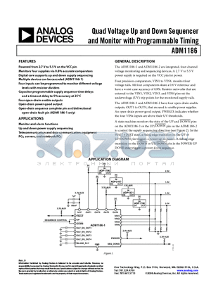 ADM1186-1ARQZ-REEL datasheet - Quad Voltage Up and Down Sequencer and Monitor with Programmable Timing