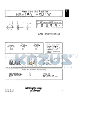 HSM190 datasheet - 1 Amp Schottky Rectifier