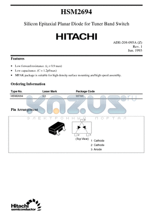 HSM2694 datasheet - Silicon Epitaxial Planar Diode for Tuner Band Switch