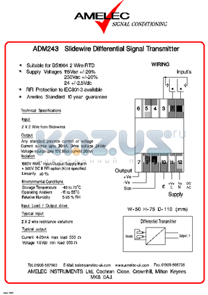 ADM243 datasheet - SLIDEWIRE DIFFERENTIAL SIGNAL TRANSMITTER