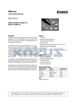 HSMB-C190 datasheet - Surface Mount Chip LEDs