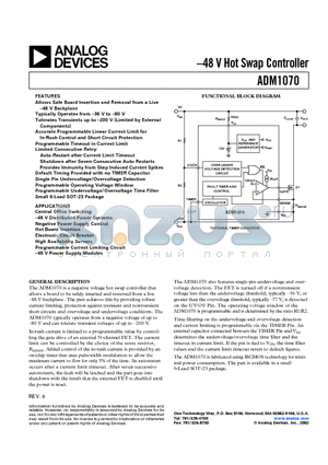 ADM1070ART datasheet - -48 V Hot Swap Controller