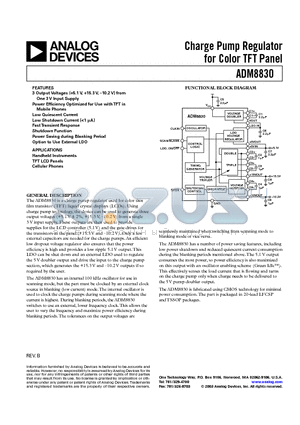 ADM8830ARU datasheet - Charge Pump Regulator for Color TFT Panel