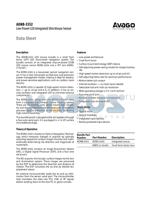 ADNS-3550 datasheet - Low Power LED Integrated Slim Mouse Sensor