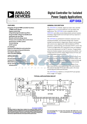 ADP1046AACPZ-RL datasheet - Digital Controller for Isolated Power Supply Applications
