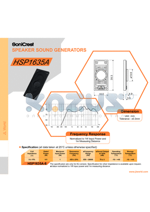 HSP1635A datasheet - SPEAKER SOUND GENERATORS