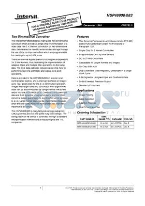 HSP48908GM-27/883 datasheet - Two Dimensional Convolver