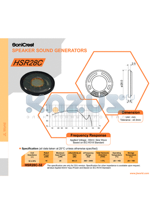 HSR28C datasheet - SPEAKER SOUND GENERATORS