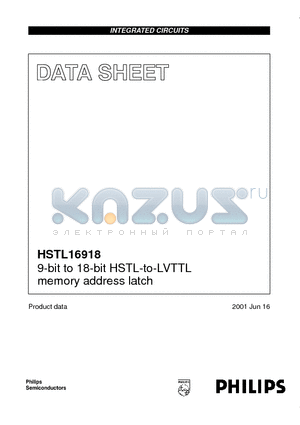 HSTL16918DGG datasheet - 9-bit to 18-bit HSTL-to-LVTTL memory address latch