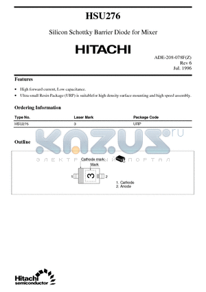 HSU276 datasheet - Silicon Schottky Barrier Diode for Mixer