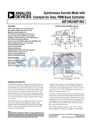 ADP1883ARMZ-1.0-R7 datasheet - Synchronous Current-Mode with Constant On-Time,PWM Buck Controller