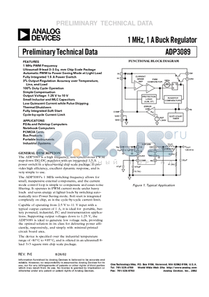 ADP3089ACP datasheet - 1 MHz, 1 A Buck Regulator