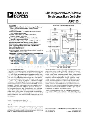 ADP3163 datasheet - 5-Bit Programmable 2-/3-Phase Synchronous Buck Controller