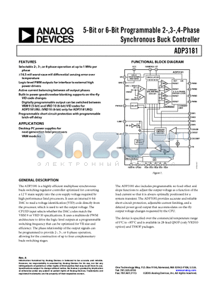 ADP3181JRUZ-REEL datasheet - 5-Bit or 6-Bit Programmable 2-,3-,4-Phase Synchronous Buck Controller