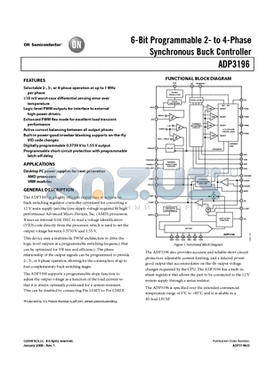 ADP3196JCPZ-RL datasheet - 6-Bit Programmable 2- to 4-Phase Synchronous Buck Controller