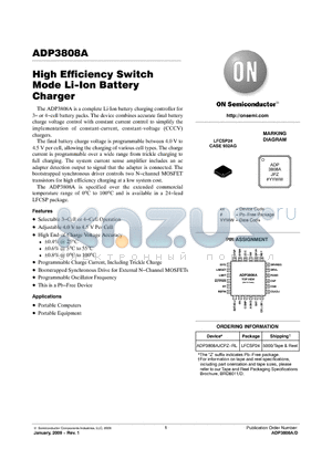 ADP3808A datasheet - High Efficiency Switch Mode Li-Ion Battery Charger
