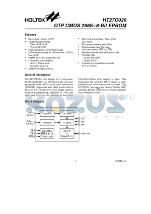 HT27C020 datasheet - OTP CMOS 256Kx 8-Bit EPROM