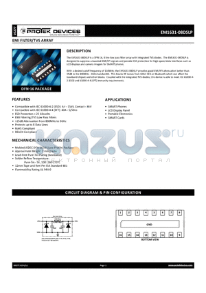 EM1631-08DSLP datasheet - emi filter/tvs array