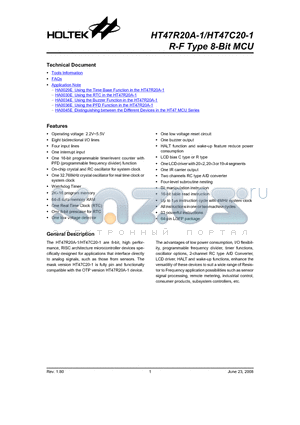 HT47C20-1_08 datasheet - R-F Type 8-Bit MCU