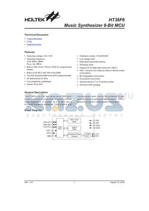 HT36F6 datasheet - Music Synthesizer 8-Bit MCU