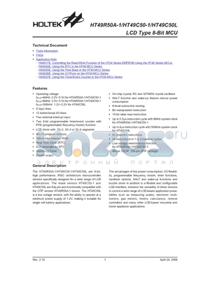 HT49C50-1 datasheet - LCD Type 8-Bit MCU