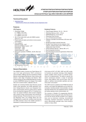 HT68F40 datasheet - Enhanced I/O Flash Type MCU 8-Bit MCU with EEPROM