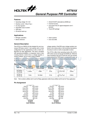 HT7611A datasheet - General Purpose PIR Controller