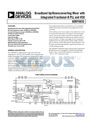 ADRF6655 datasheet - Broadband Up/Downconverting Mixer with Integrated Fractional-N PLL and VCO