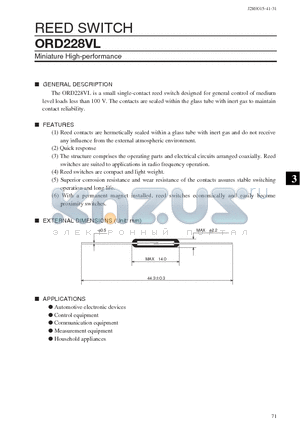 ORD228VL datasheet - REED SWITCH