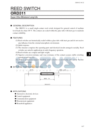 ORD311 datasheet - REED SWITCH