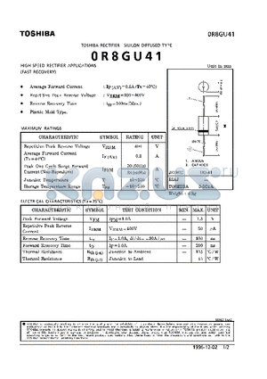 OR8GU41 datasheet - DIFFUSED TYPE (HIGH SPEED RECTIFIER APPLICATIONS)