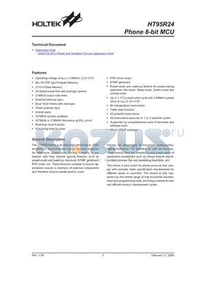 HT95R24 datasheet - Phone 8-bit MCU