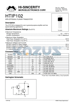 HTIP102 datasheet - NPN EPITAXIAL PLANAR TRANSISTOR