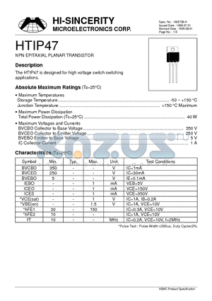 HTIP47 datasheet - NPN EPITAXIAL PLANAR TRANSISTOR