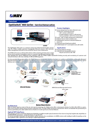 OS904-DC-1 datasheet - OptiSwitch^ 900 Series - Service Demarcation
