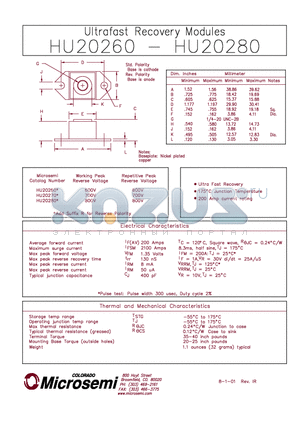 HU20260 datasheet - Ultrafast recovery Modules