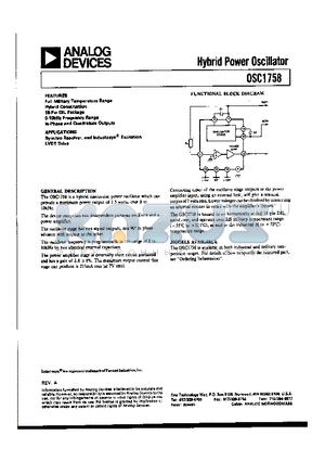 OSC1758 datasheet - Hybrid Power Oscillator